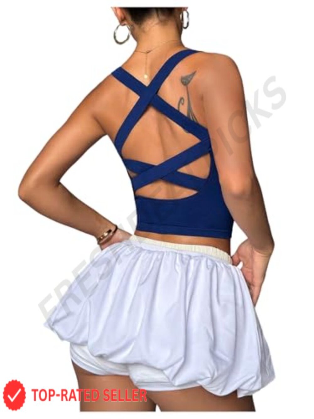 Womens Criss Cross Backless Workout Tank Top